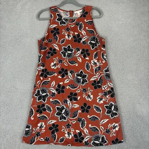 Garnet Hill Linen Dress 6 Beachy Floral Natural Pockets Sleeveless Resort 2022 - Picture 1 of 11